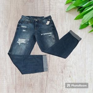 NWT Aeropostale Blue Distressed Boyfriend Jeans Sz 00 (27”ins)